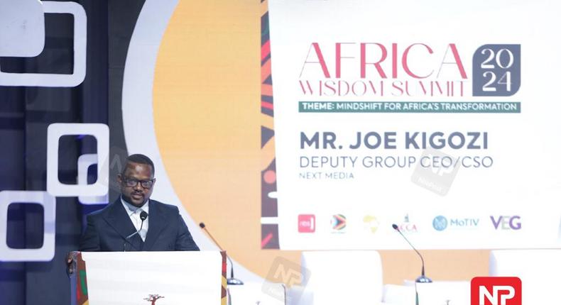 Joe Kigozi, Next Media’s Deputy Group CEO delivering his speech at the Africa Wisdom Summit