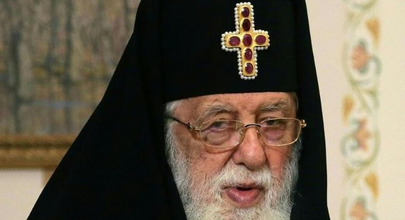 A priest has been arrested on his way to visit Patriarch Ilia II (pictured)