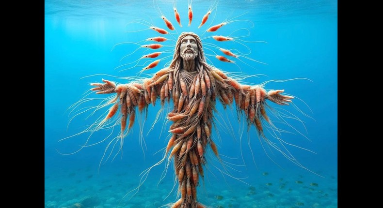 Jesus comes in multiple crustacean forms on the generative AI Facebook page called Love God &God Love You.Facebook