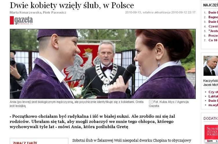 Ślub lesbijek w Polsce! Legalny, bo Ania była facetem!