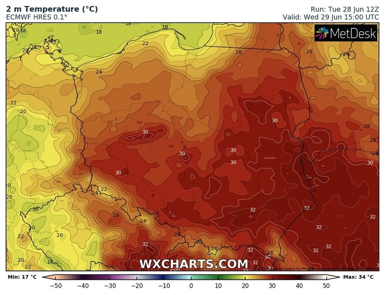 Na południowym wschodzie będzie prawie 35 st. C