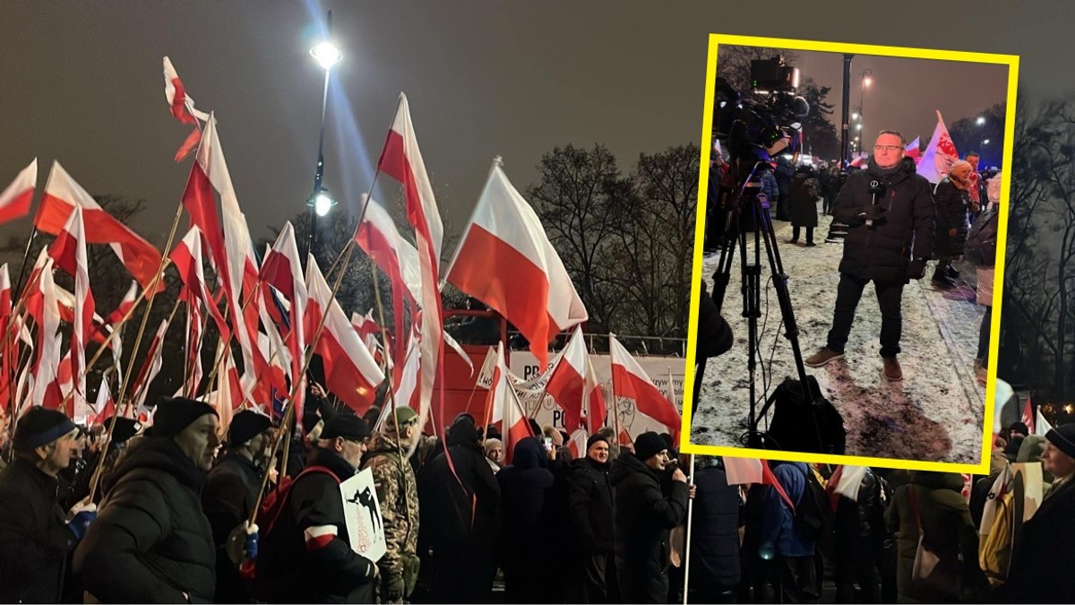 Węgierski dziennikarz na proteście PiS