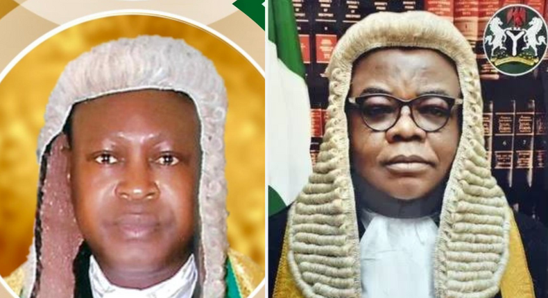 Hon. Justice Peter Hoommuk Mallong of the Federal High Court and Justice Chima Centus Nweze of the Supreme Court