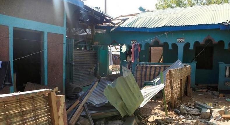 A general view shows the destruction following an attack at the Bisharo lodging by Islamist militants from the Somali group al Shabaab in Mandera, Kenya, October 25, 2016. 