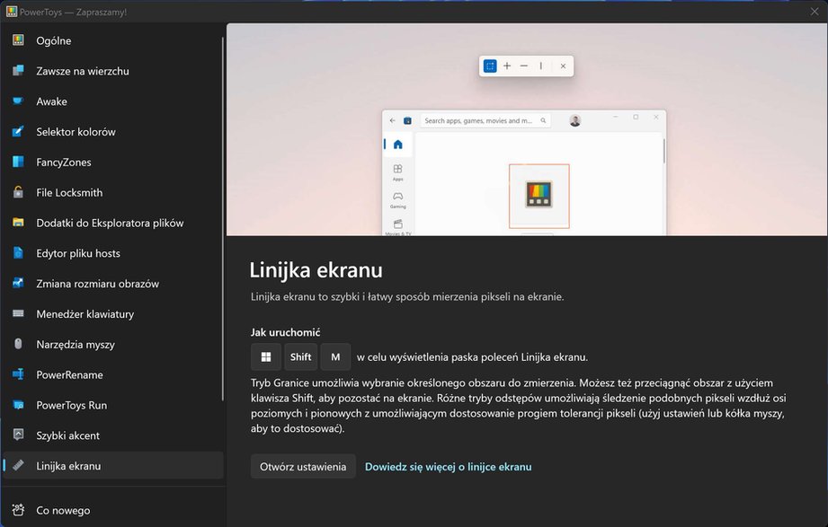 PowerToys – linijka ekranowa