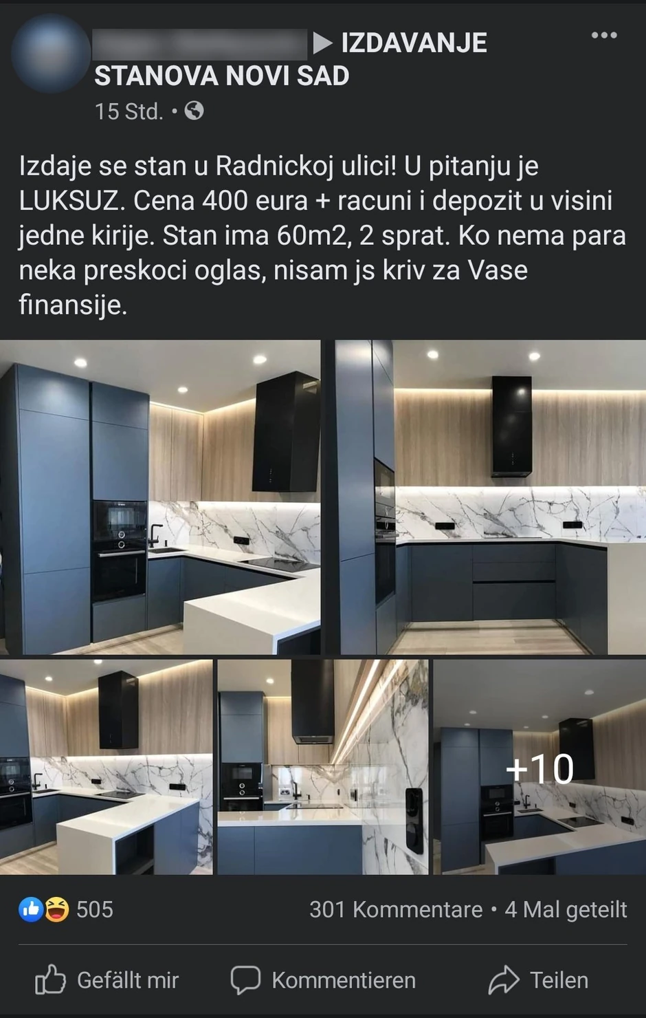 Izdavanje stana u Novom Sadu