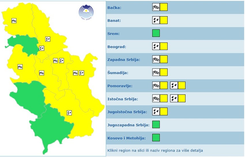 Meteoalarm za nedelju