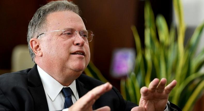 Brazilian Agriculture Minister Blairo Maggi speaks during an interview with AFP at the Ministry of Agriculture, Livestock and Food Supply in Brasilia, on March 23, 2017