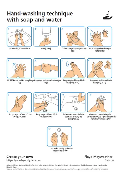 Instrukcja mycia rąk przez 20 sekund do &quot;Floyd Mayweather&quot; Żabsona