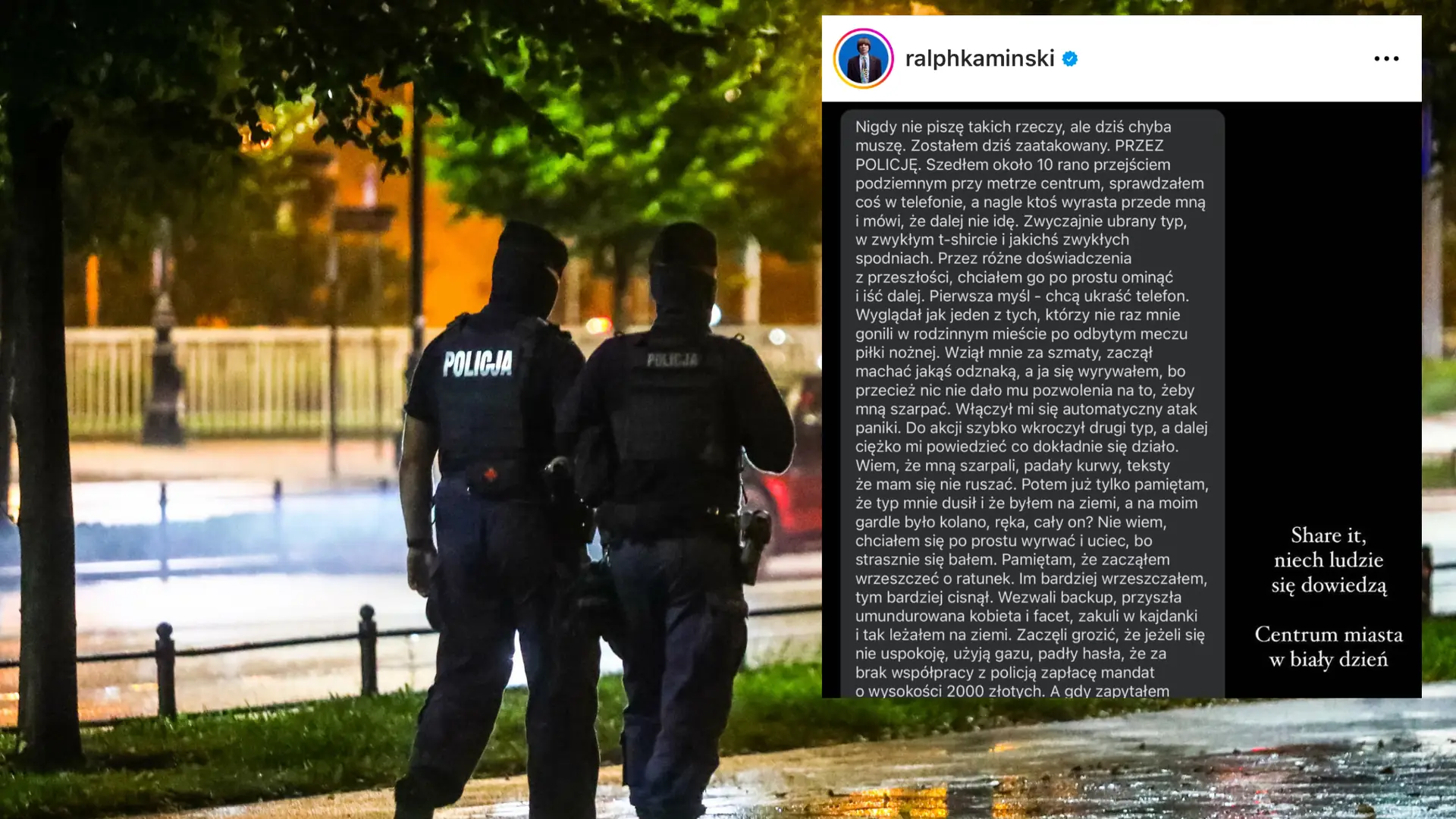 "Dusił mnie, wołałem o pomoc". Muzyk zatrzymany przez policjantów