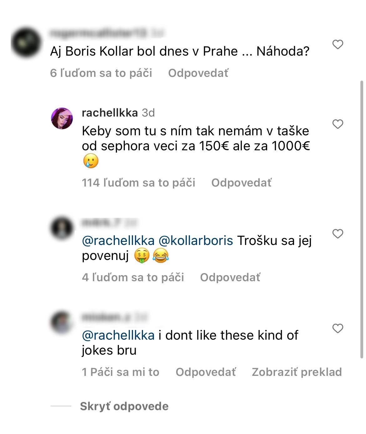 V komentároch sa vynorili špekulácie, že Ráchel je v Prahe s Kollárom.