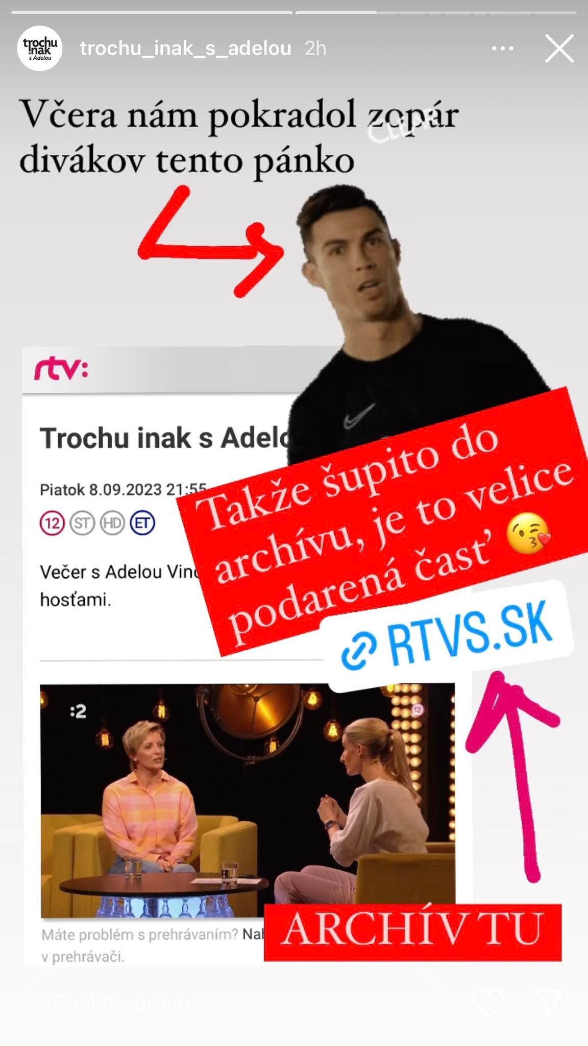 Adela Vinczeová si zavtipkovala na účet Cristiana Ronalda.