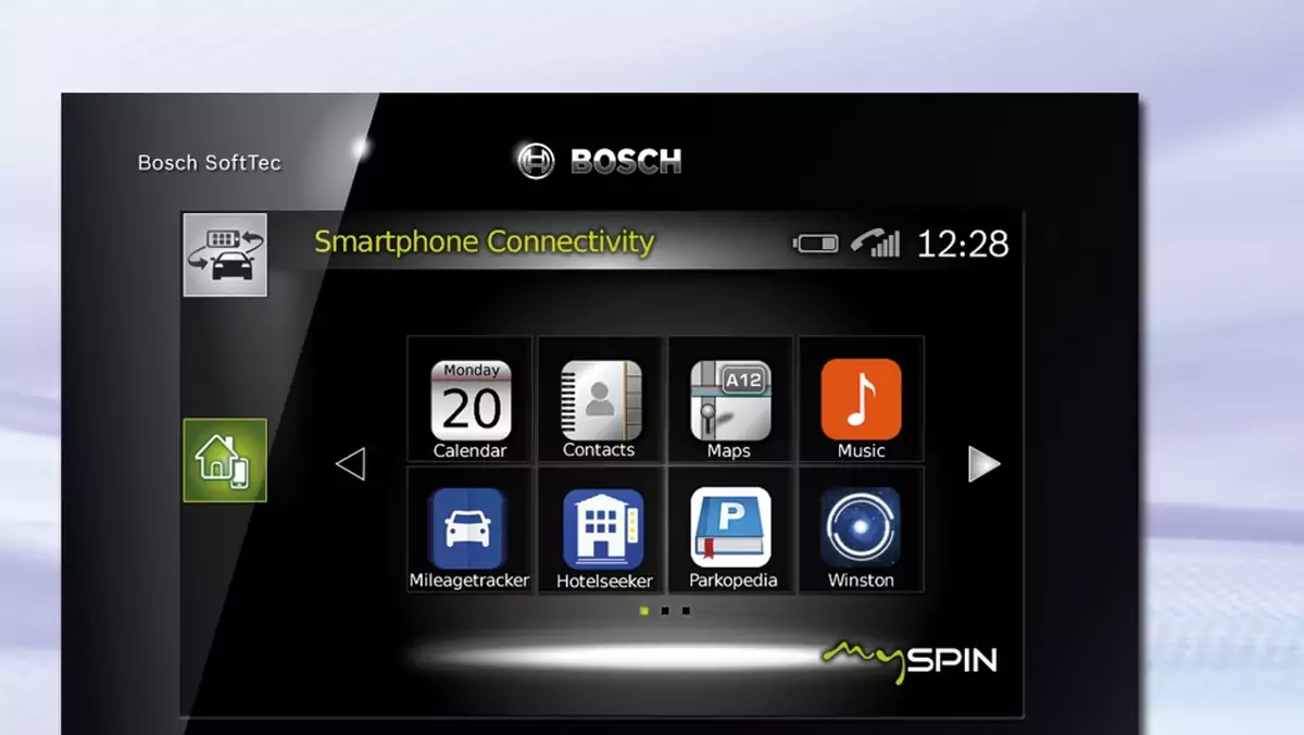 Na ekranie radia można zatem zobaczyć aplikacje dostępne przez specjalny tryb samochodowy mySPIN. Co więcej, można również nimi sterować poprzez ekran dotykowy w samochodzie. 