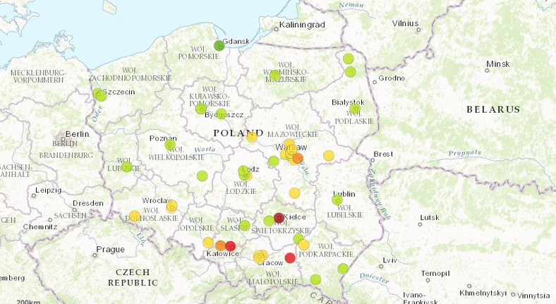 Stężenie pyłu PM2 - 17.03.2017 od 03:00 do 04:00 