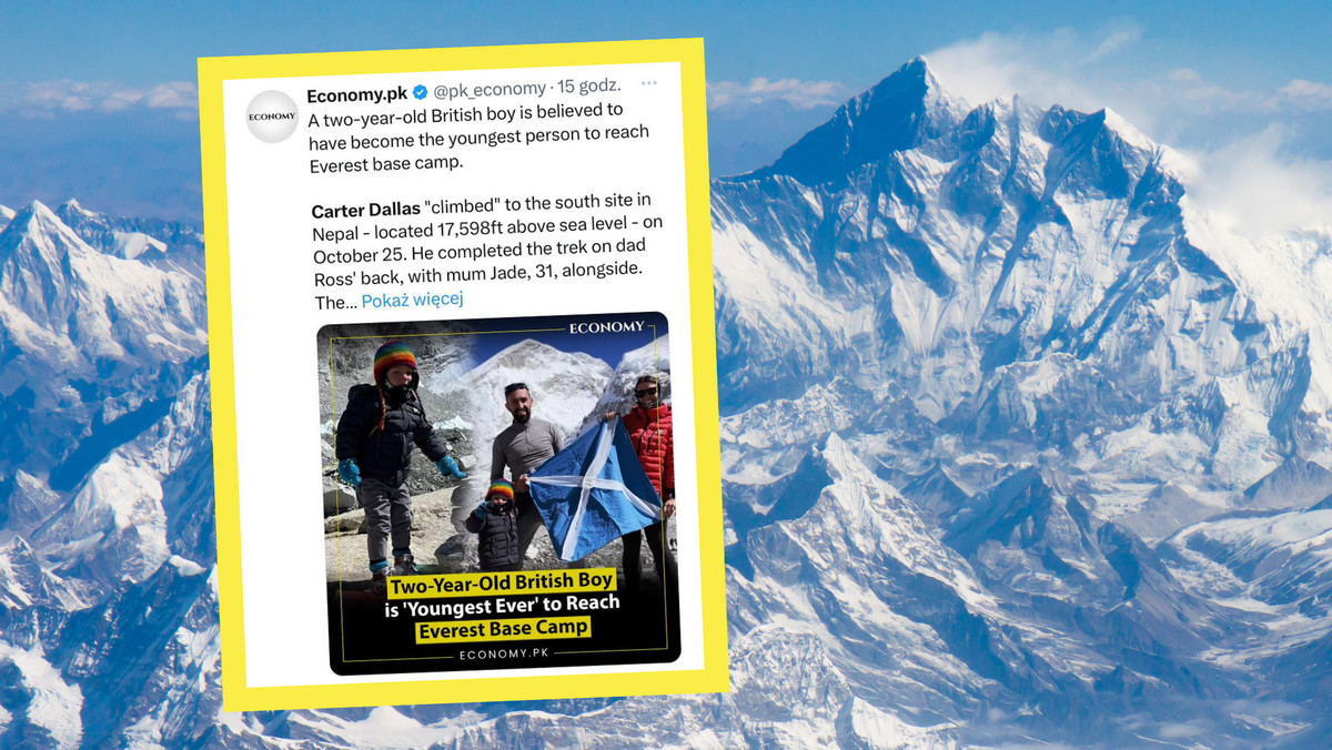 2-latek najmłodszą osobą, która dotarła do bazy pod Mount Everest