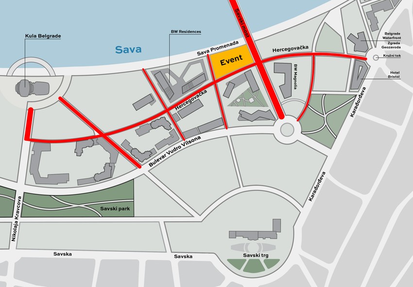 Mapa zatvaranja ulica za doček