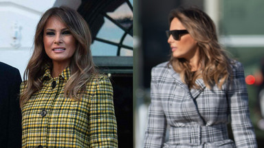 Melania Trump dwa razy w modnej kracie. Który płaszcz lepszy?