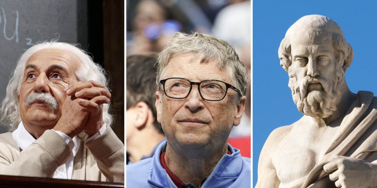 Albert Einstein, Bill Gates, posąg Platona