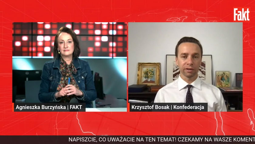 Krzysztof Bosak w programie Fakt Live