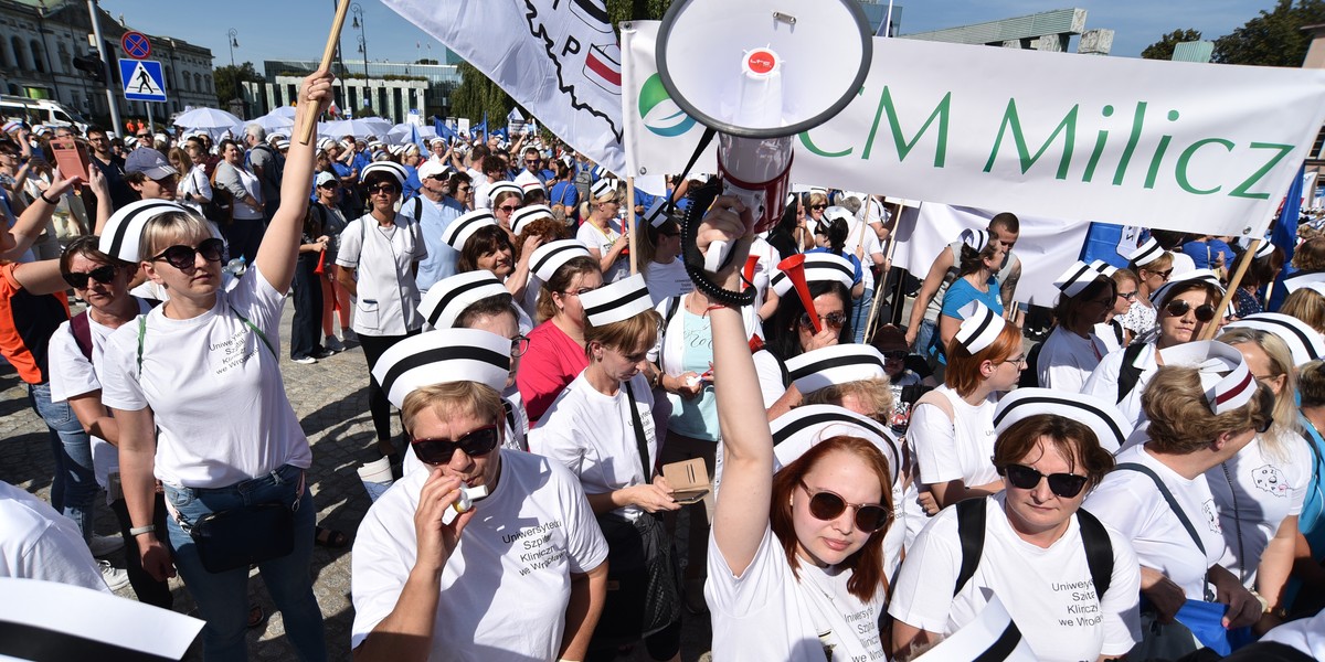 Protest medyków w Warszawie