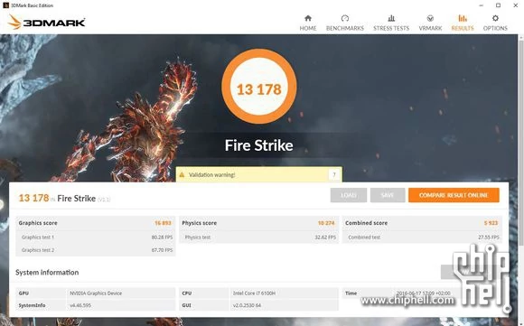 GeForce GTX 1080M w Fire Strike zdobywa 16893 punktów