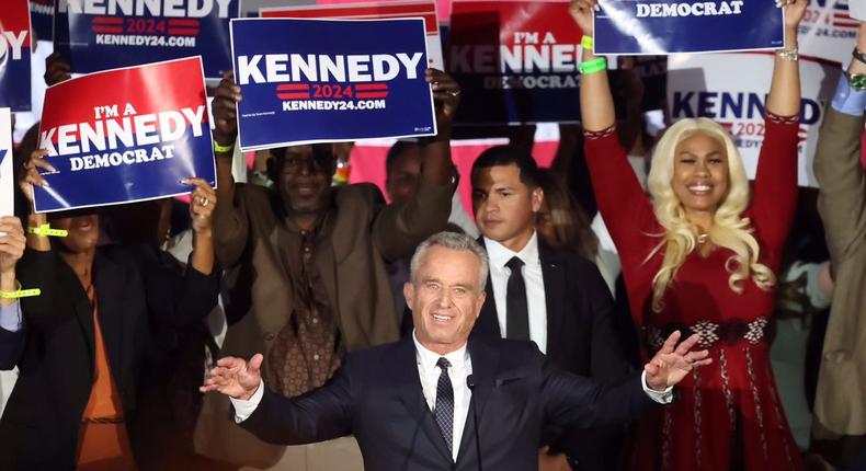 Robert F. Kennedy Jr. announces his candidacy for President of the United States in a speech at Boston Park Plaza on April 19, 2023.David L. Ryan/The Boston Globe via Getty Images