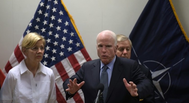 US Senator John McCain is being treated for a blood clot above his eye