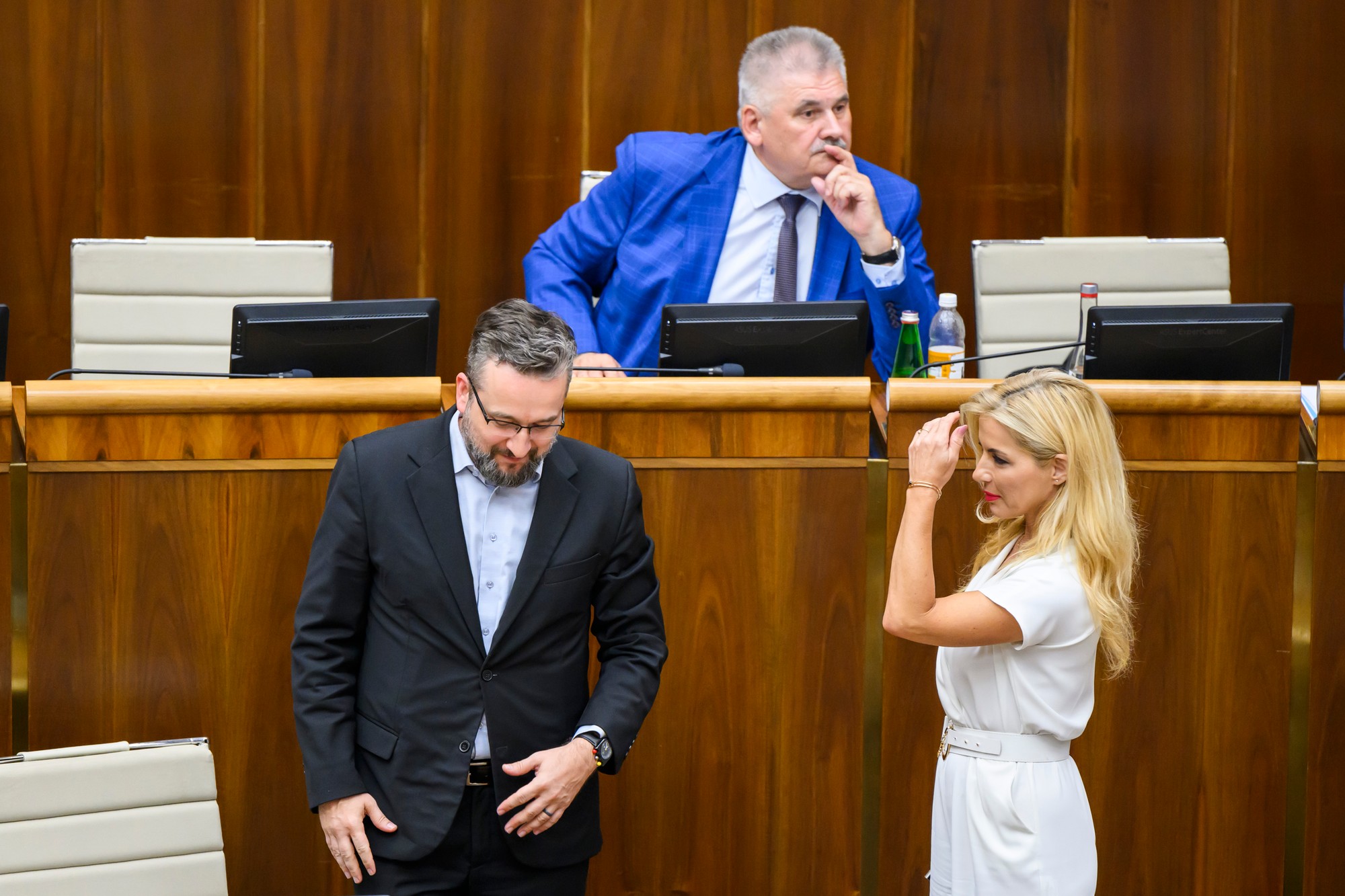 Ministerka kultúry Martina Šimkovičová (nominantka SNS) po schválení zákona o STVR na 15. schôdzi parlamentu v Bratislave vo štvrtok 20. júna 2024.