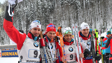 PŚ w biathlonie: Norwegowie wygrali sztafetę w Ruhpolding