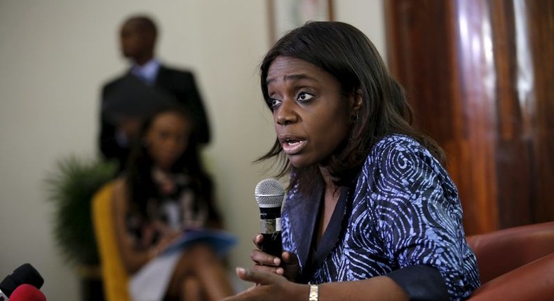 Nigeria's Finance Minister Kemi Adeosun speaks at a news conference in Lagos, Nigeria, April 9, 2016.