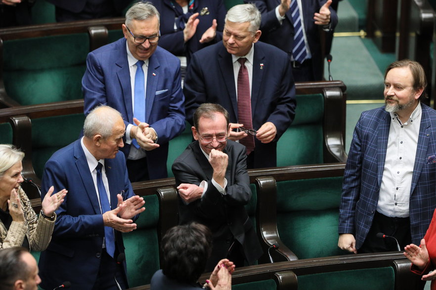 Mariusz Kamiński na sali obrad Sejmu w Warszawie, 21 grudnia 2023 r.