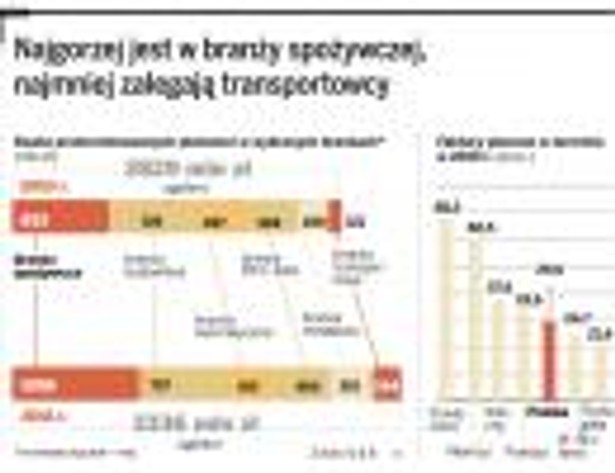 Najgorzej jest w branży spożywczej, najmniej zalegają transportowcy