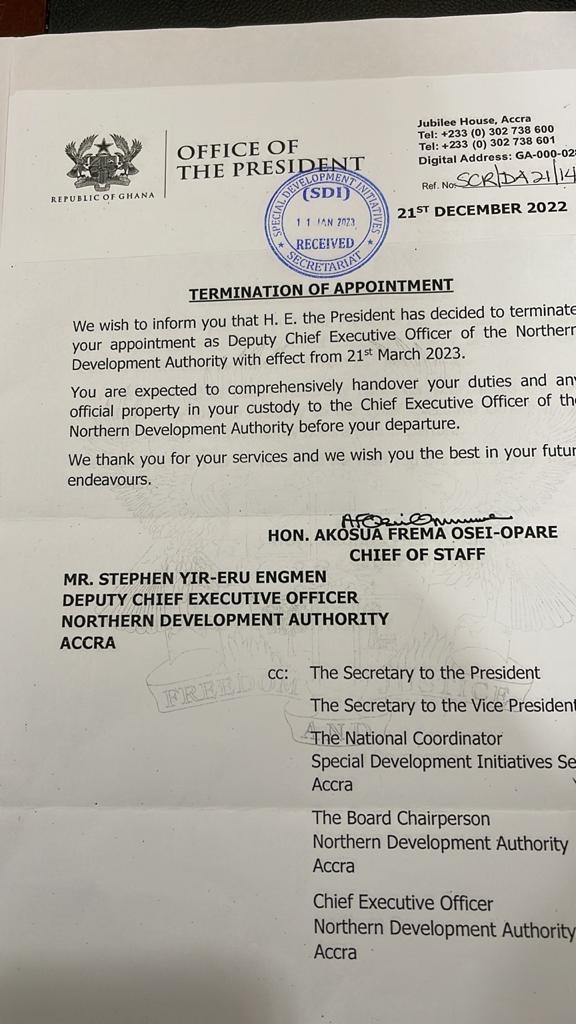 Dismissal letter