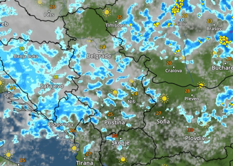Kretanje nevremena u 14 sati