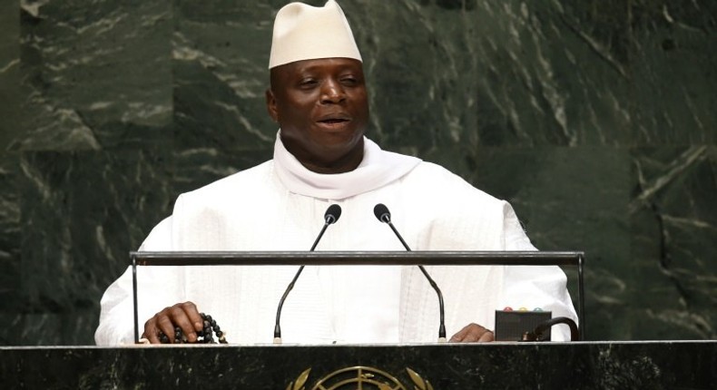 Gambian President Yahya Jammeh addresses the UN General Assembly in New York on September 25, 2014