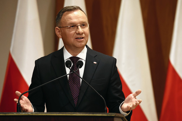 04.10.2023 Krakow , Akademia Muzyczna . Prezydent Andrzej Duda podczas inauguracji roku akademickiego . Fot. Jakub Porzycki / Agencja Wyborcza.pl