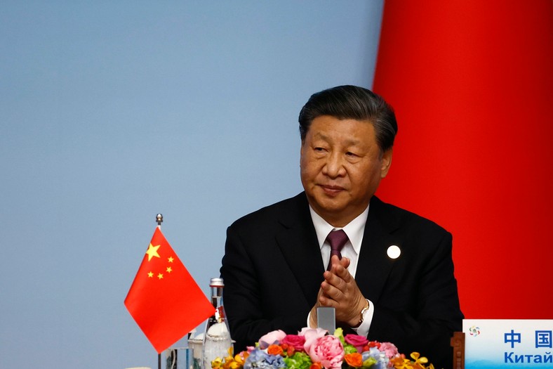 Xi Jinping na wspólnej konferencji prasowej szczytu Chiny-Azja Środkowa w Xian, prowincja Shaanxi, Chiny, 19 maja 2023 r.