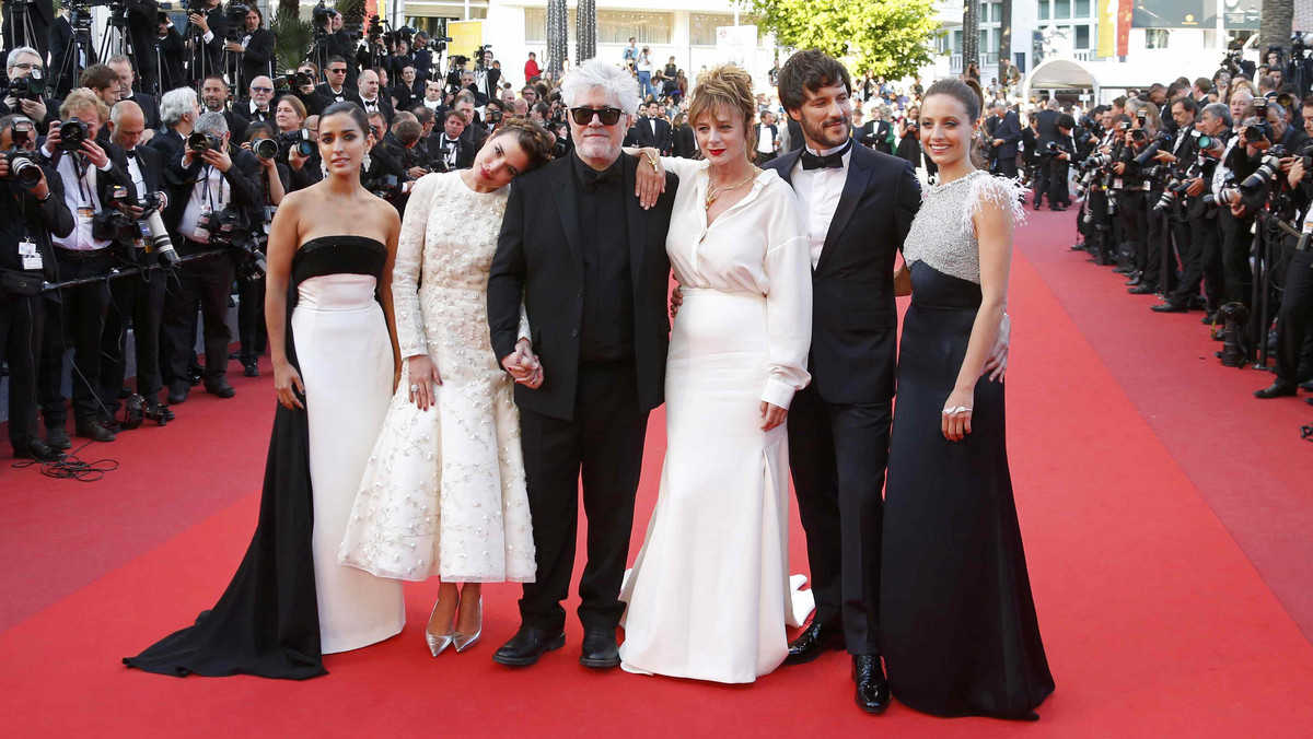 Director Pedro Almodovar and cast members  arrive for the screening of the film "Julieta" in competition at the 69th Cannes Film Festival in Cannes