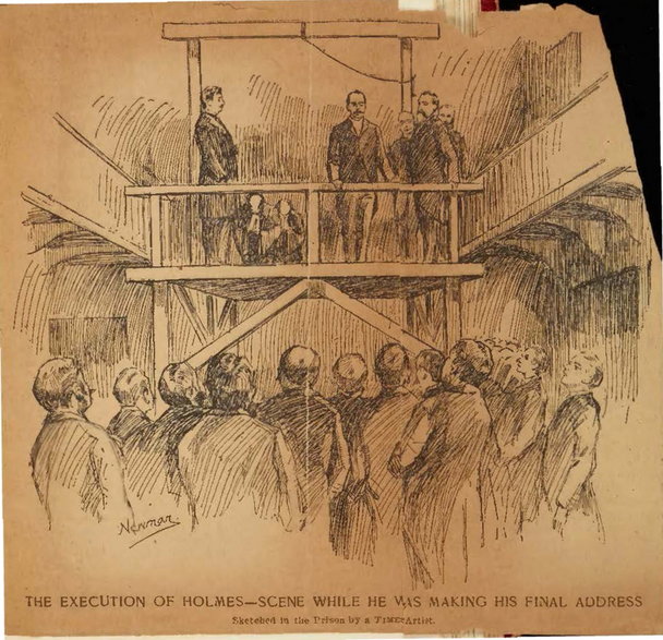 Egzekucja H. H. Holmesa w więzieniu Moyamensing, 1896 rok