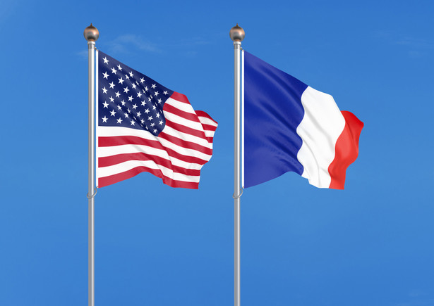 Flagi USA i Francji