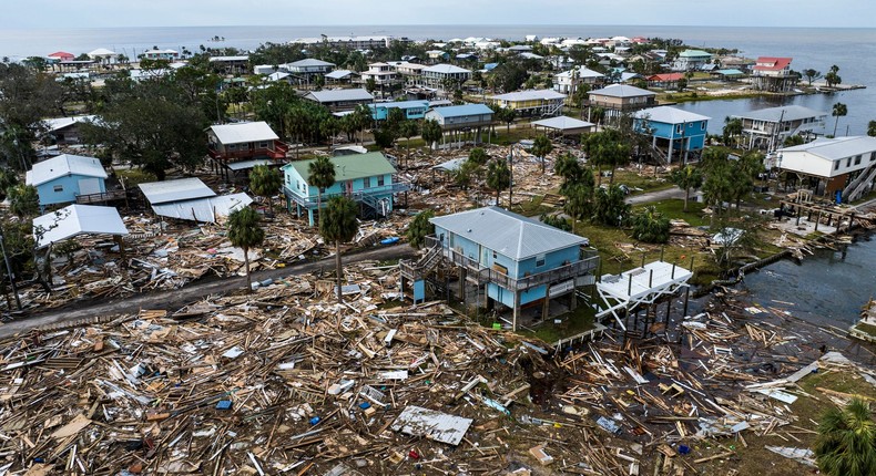 The aftermath of Hurricane Helene in Horseshoe Beach, Florida.CHANDAN KHANNA/Getty Images