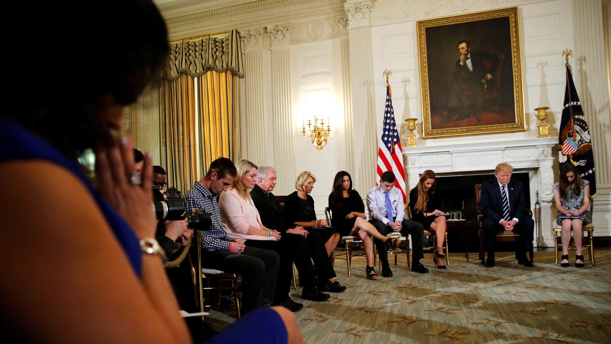 U.S. President Donald Trump hosts a listening session with Marjory Stoneman Douglas High School shoo