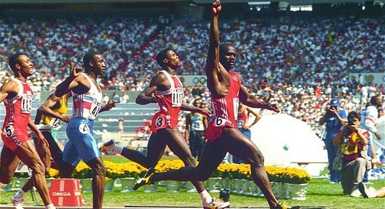 Ben Johnson winning the 100m at the Seoul Olympics