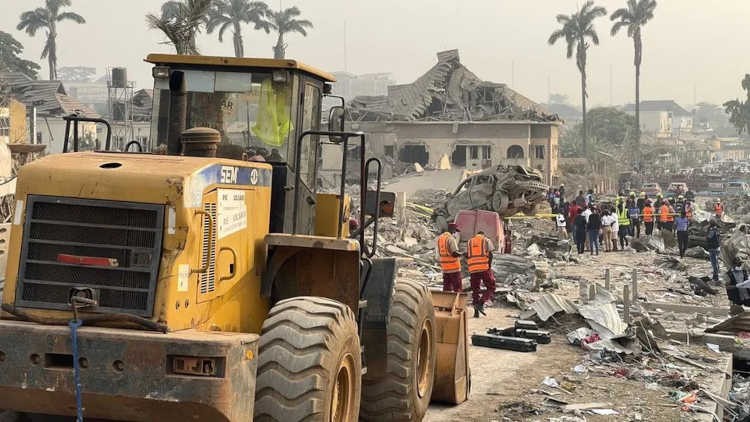 Rescue operations continue at the site of the Ibadan explosion days after the blast. [Development Diary]