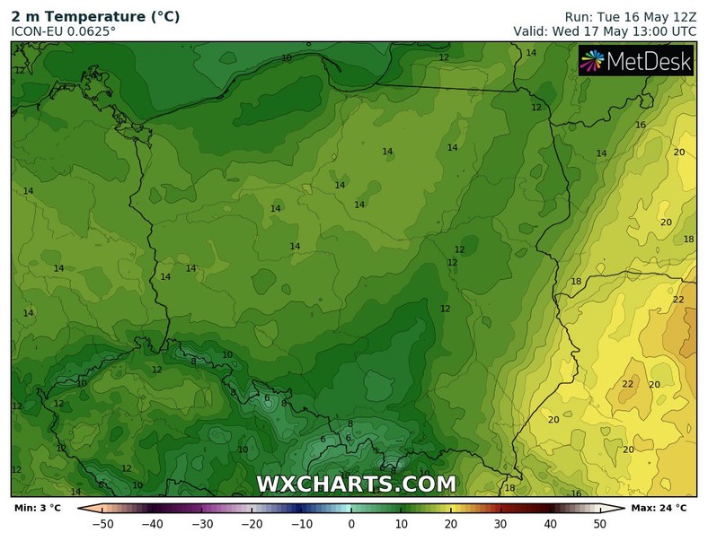 W strefie najmocniejszych opadów temperatura może nie przekroczyć 10 st. C