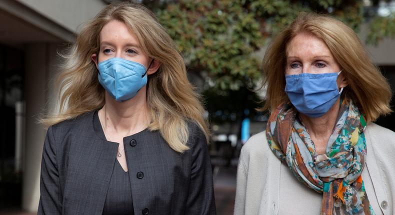 Theranos founder Elizabeth Holmes leaves the Robert F. Peckham U.S. Courthouse with her mother Noel Holmes during her trial.
