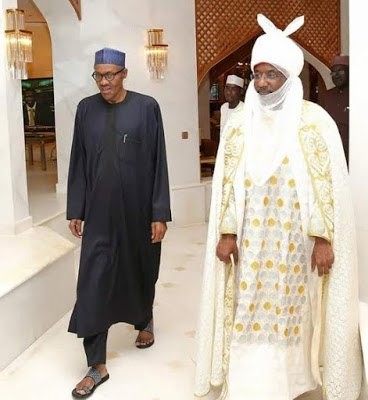 Emir of Kano, Sanusi Lamido Sanusi visits President Muhammadu Buhari in Abuja on August 4, 2015. 