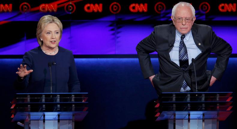 Clinton, Sanders both say they can beat Trump during feisty Michigan debate