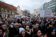 Rally in reaction to the murder of Slovak investigative reporter Jan Kuciak is held in Bratislava