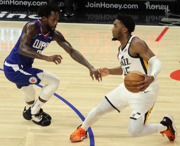 Donovan Mitchell (Utah Jazz) w trakcie meczu z Los Angeles Clippers w lutym 2021 r.